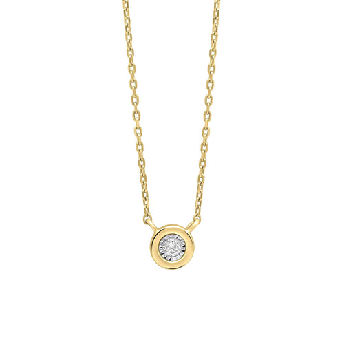 Gecko Jewellery 9ct Yellow Gold Rounded Bezel Solitaire Diamond Necklace