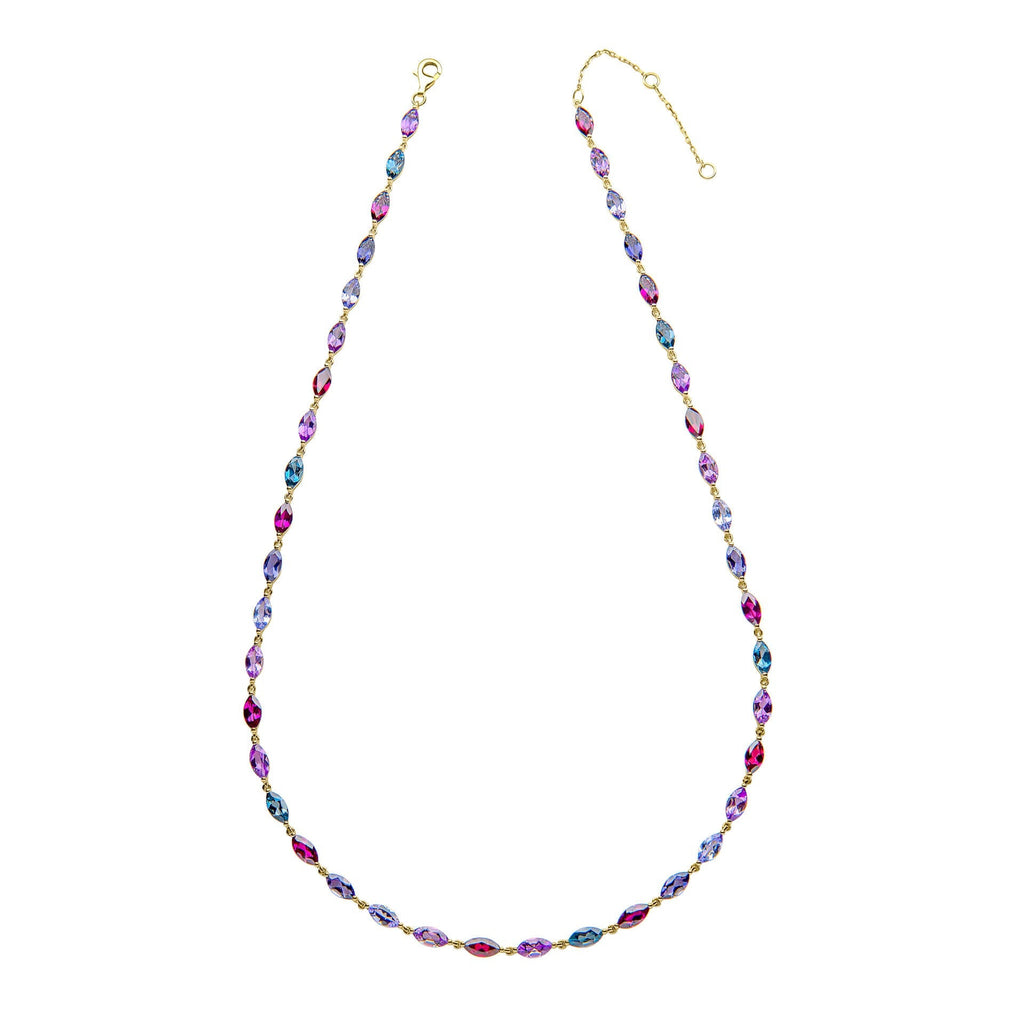 Gecko Jewellery 9ct Gold Navette Semi-Precious Stone Necklace