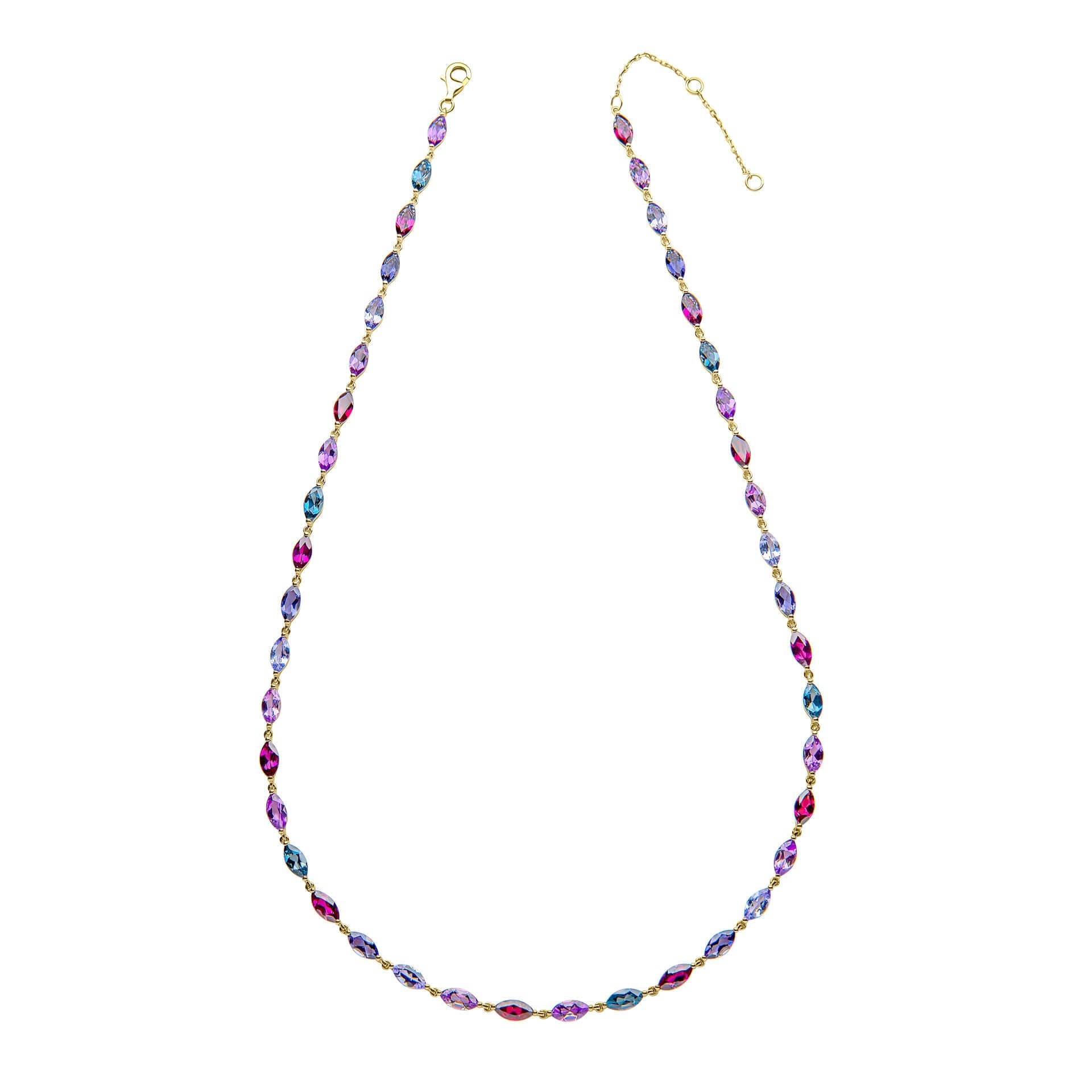 Gecko Jewellery 9ct Gold Navette Semi-Precious Stone Necklace
