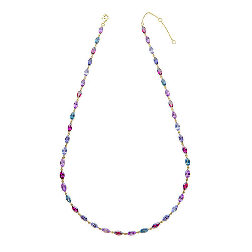 Gecko Jewellery 9ct Gold Navette Semi-Precious Stone Necklace