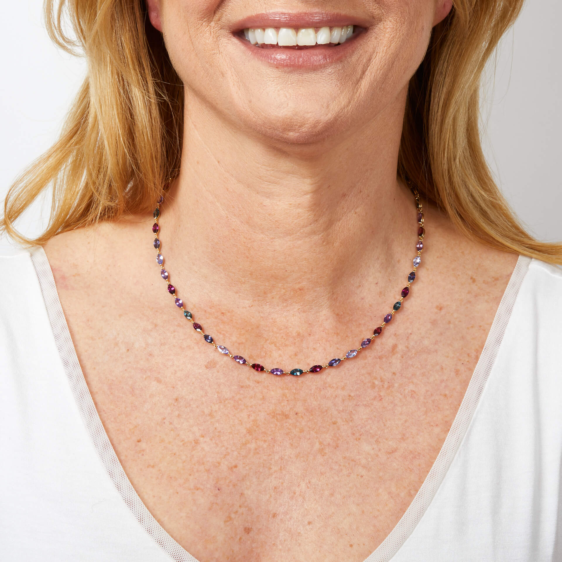 Gecko Jewellery 9ct Gold Navette Semi-Precious Stone Necklace