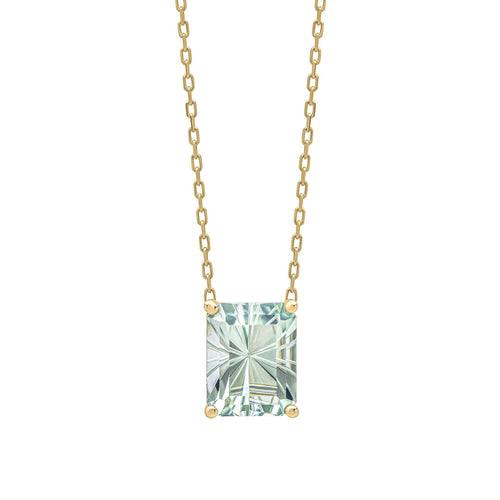 Gecko Jewellery 9ct Yellow Gold Octagonal Green Amethyst Necklace