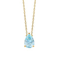 Gecko Jewellery Pear Cut Blue Topaz Necklace in 9ct Yellow Gold