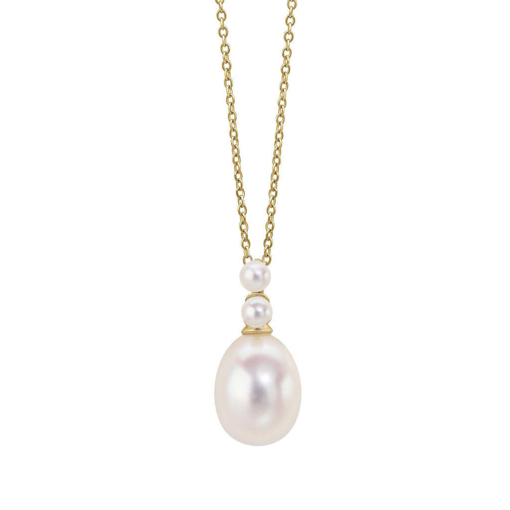 Gecko Jewellery 9ct Yellow Gold Freshwater Pearl Drop Pendant Necklace