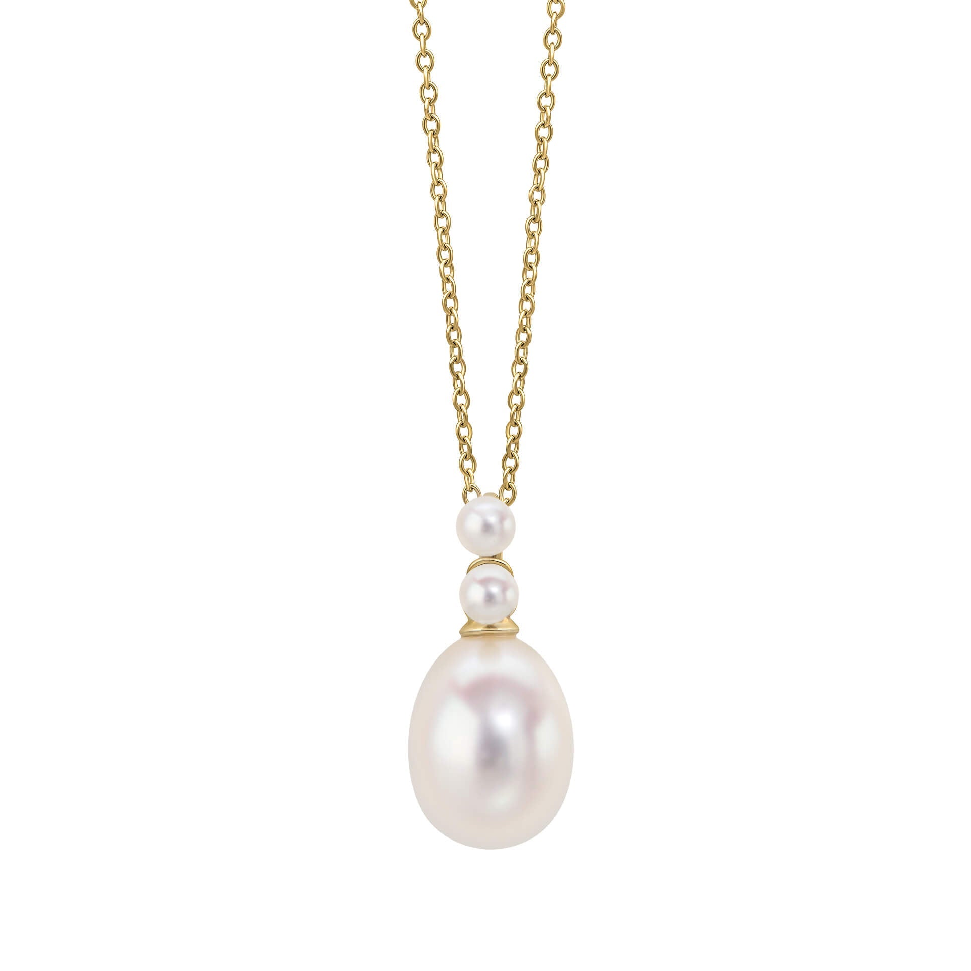 Gecko Jewellery 9ct Yellow Gold Freshwater Pearl Drop Pendant Necklace