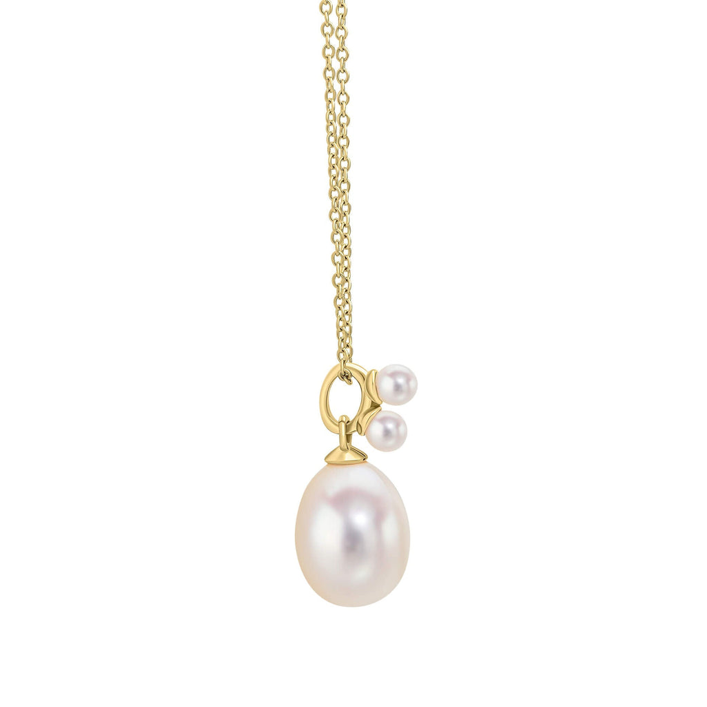 Gecko Jewellery 9ct Yellow Gold Freshwater Pearl Drop Pendant Necklace