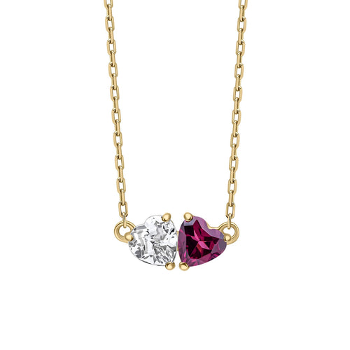 Gecko Jewellery Toi et Moi Heart Necklace | 9ct Gold Topaz & Garnet