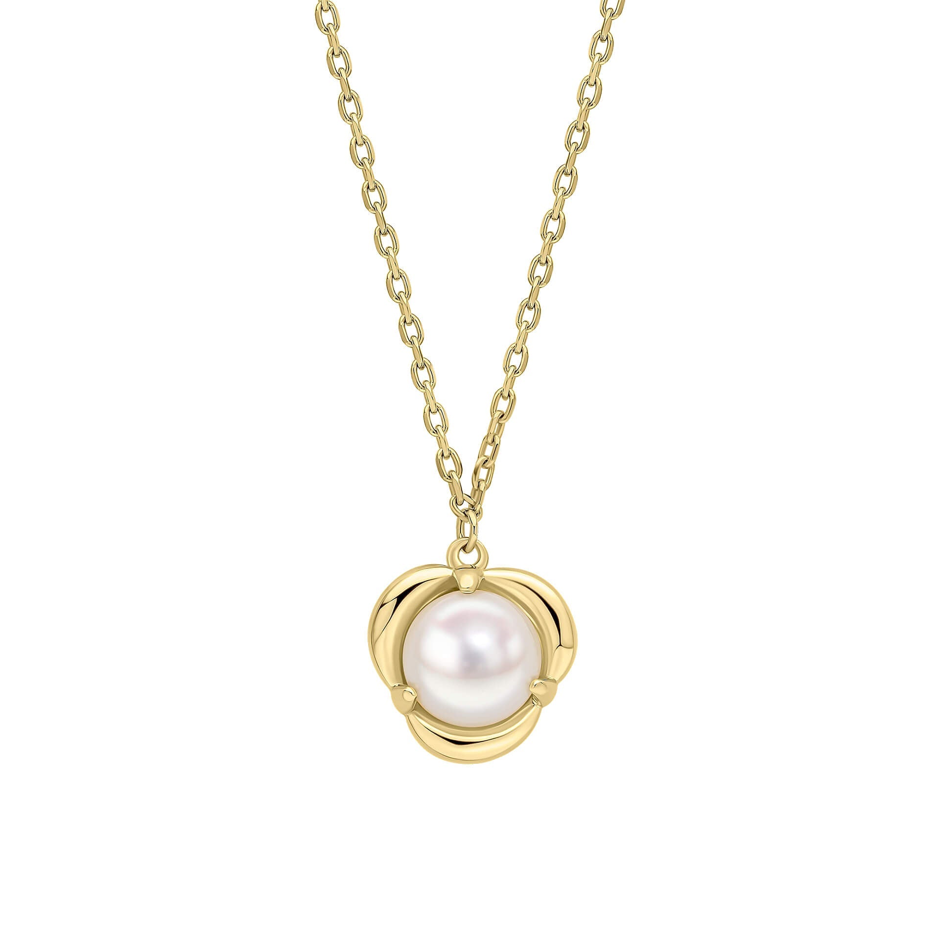 Gecko Jewellery 9ct Yellow Gold Pearl Petal Clover Necklace
