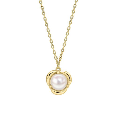 Gecko Jewellery 9ct Yellow Gold Pearl Petal Clover Necklace