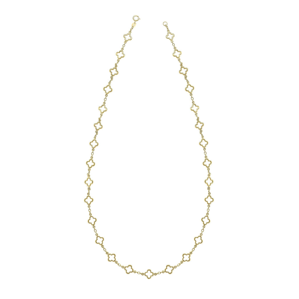 Gecko Jewellery 9ct Yellow Gold Quatrefoil Station Necklace