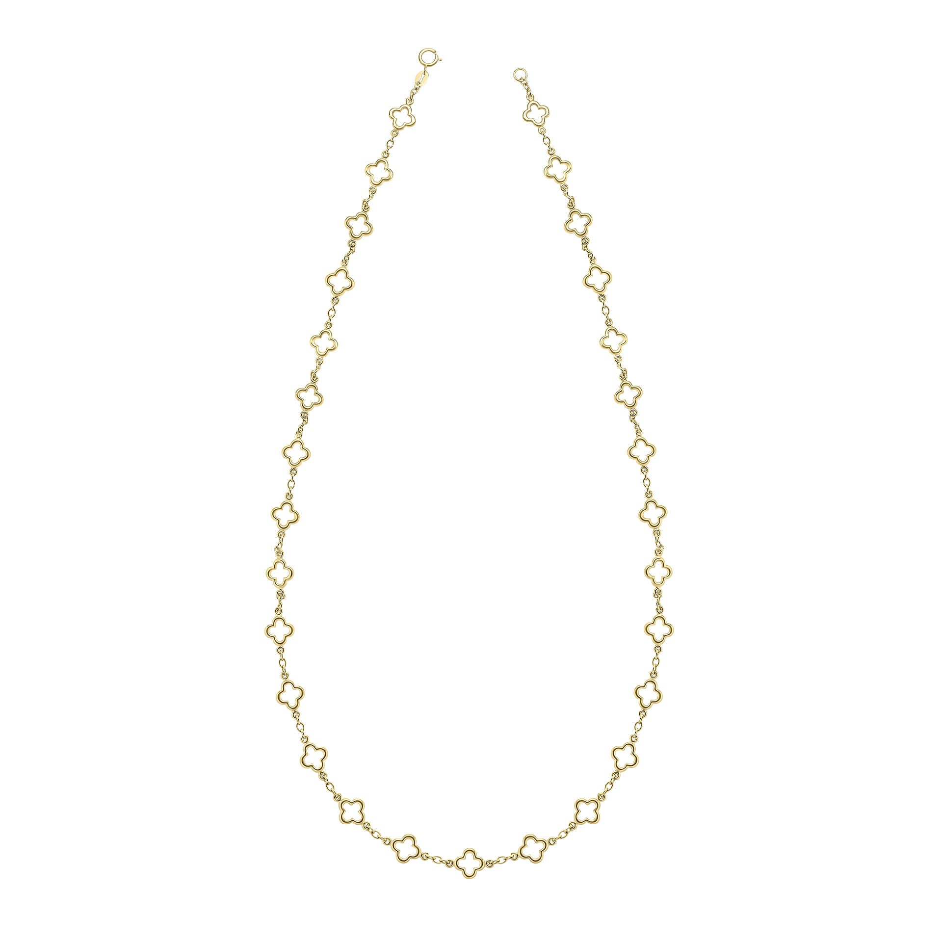 Gecko Jewellery 9ct Yellow Gold Quatrefoil Station Necklace