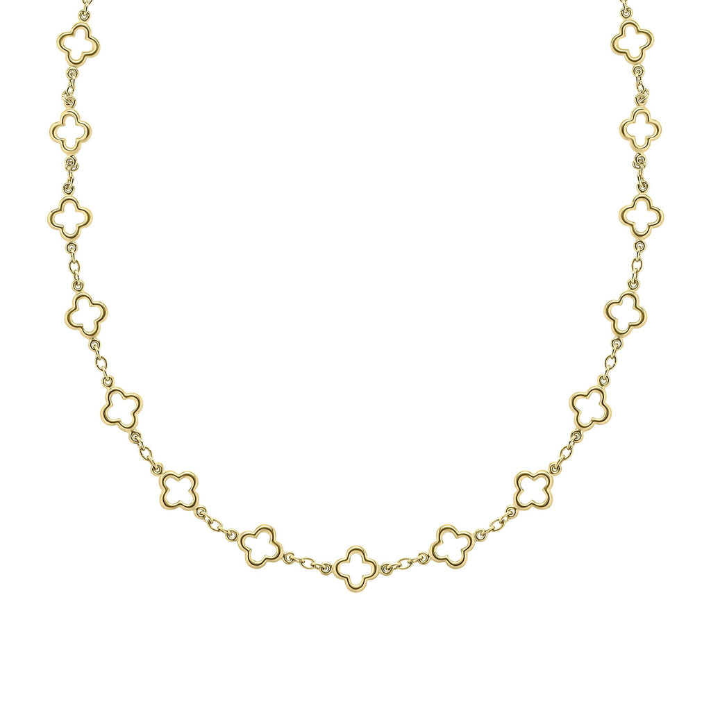 Gecko Jewellery 9ct Yellow Gold Quatrefoil Station Necklace