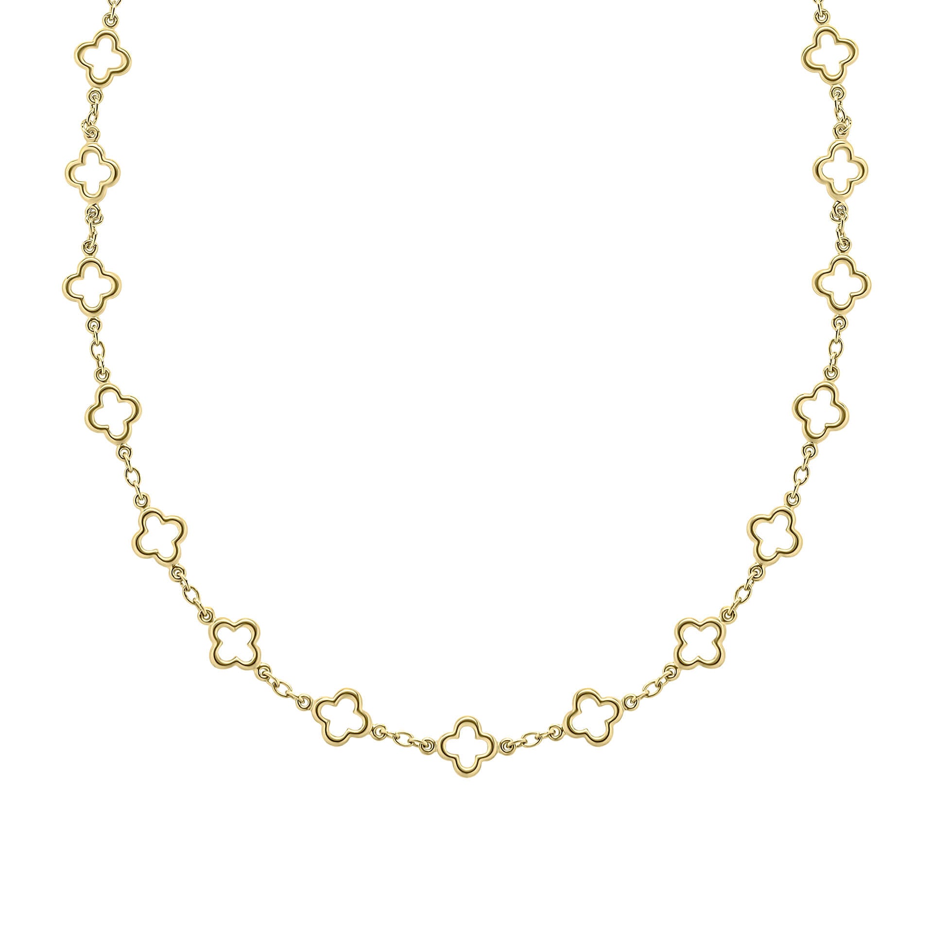 Gecko Jewellery 9ct Yellow Gold Quatrefoil Station Necklace