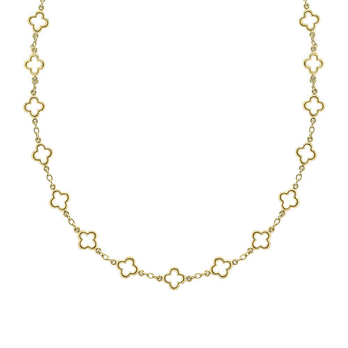 Gecko Jewellery 9ct Yellow Gold Quatrefoil Station Necklace