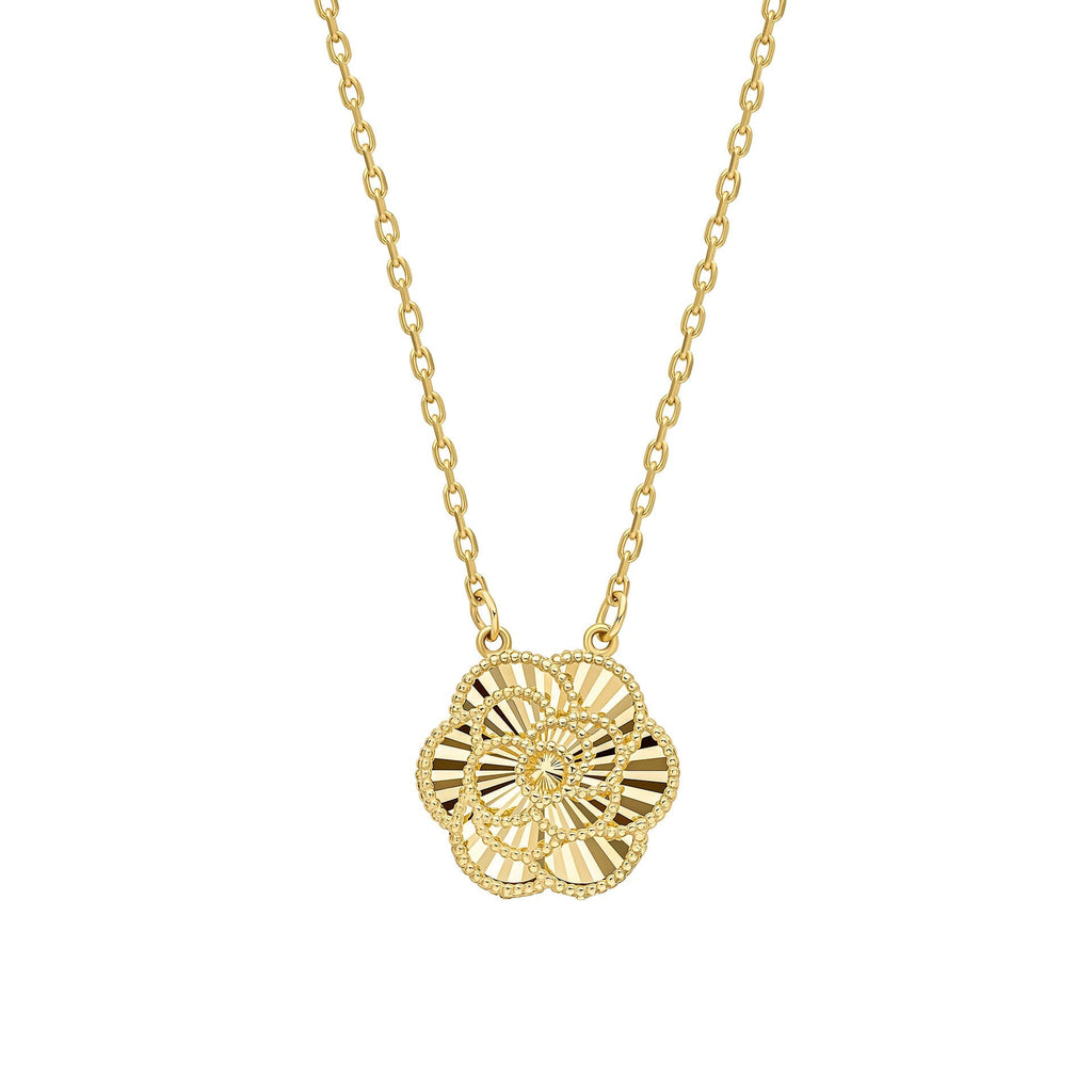 Gecko Jewellery English Rose Necklace – 9ct Yellow Gold Floral Pendant
