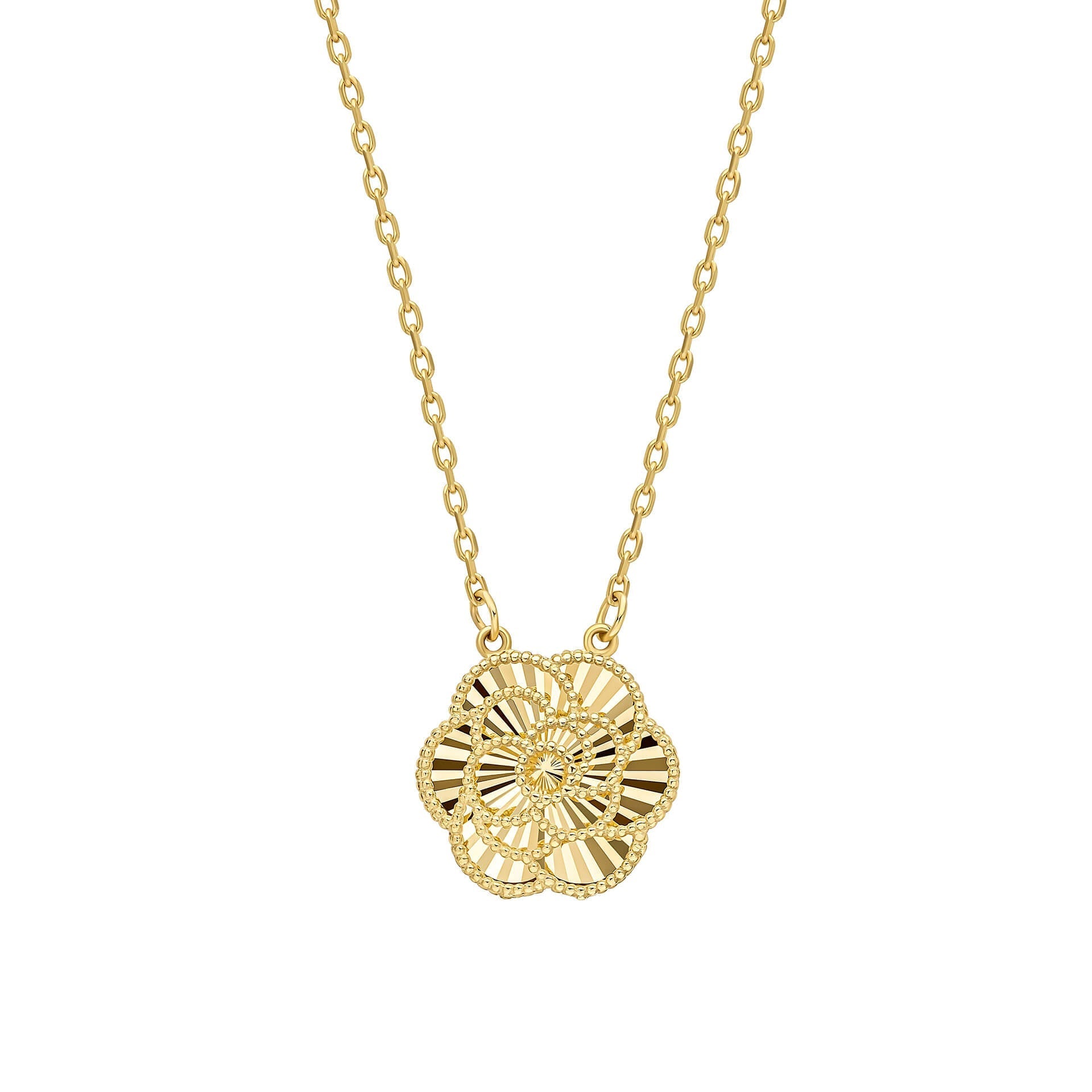 Gecko Jewellery English Rose Necklace – 9ct Yellow Gold Floral Pendant