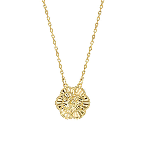 Gecko Jewellery English Rose Necklace – 9ct Yellow Gold Floral Pendant