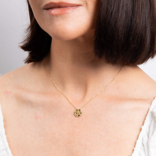 Gecko Jewellery English Rose Necklace – 9ct Yellow Gold Floral Pendant