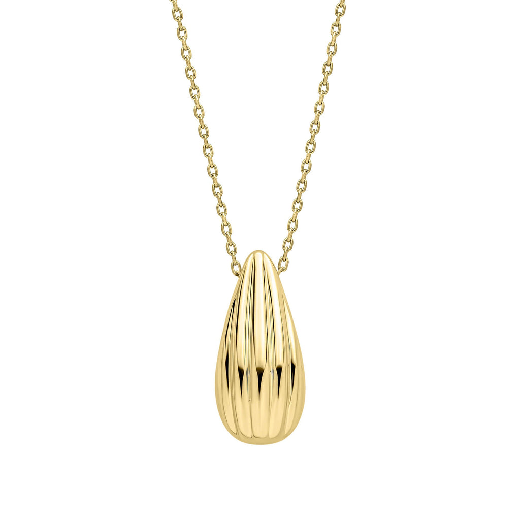 Gecko Jewellery Ridged Teardrop Necklace – Polished 9ct Yellow Gold