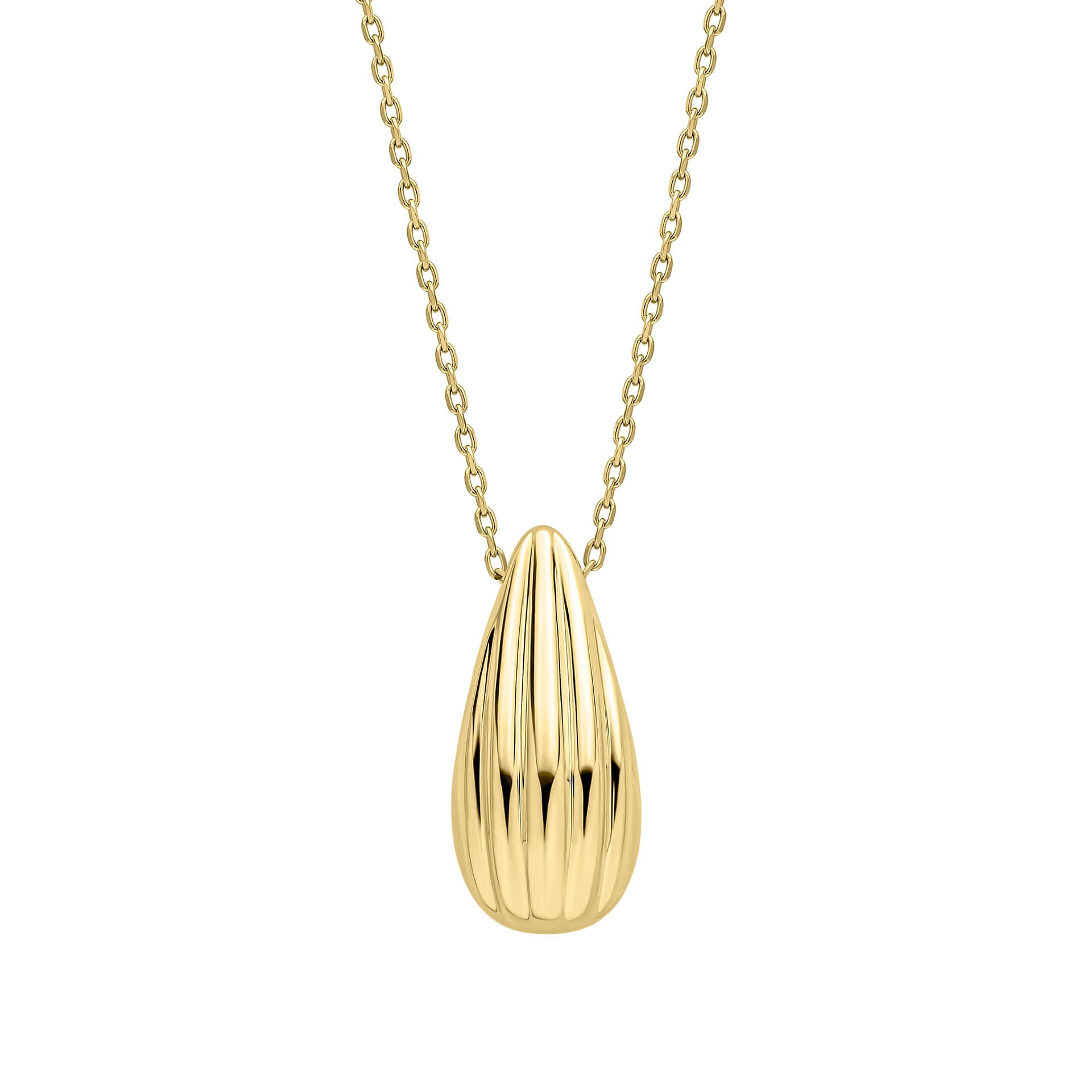 Gecko Jewellery Ridged Teardrop Necklace – Polished 9ct Yellow Gold