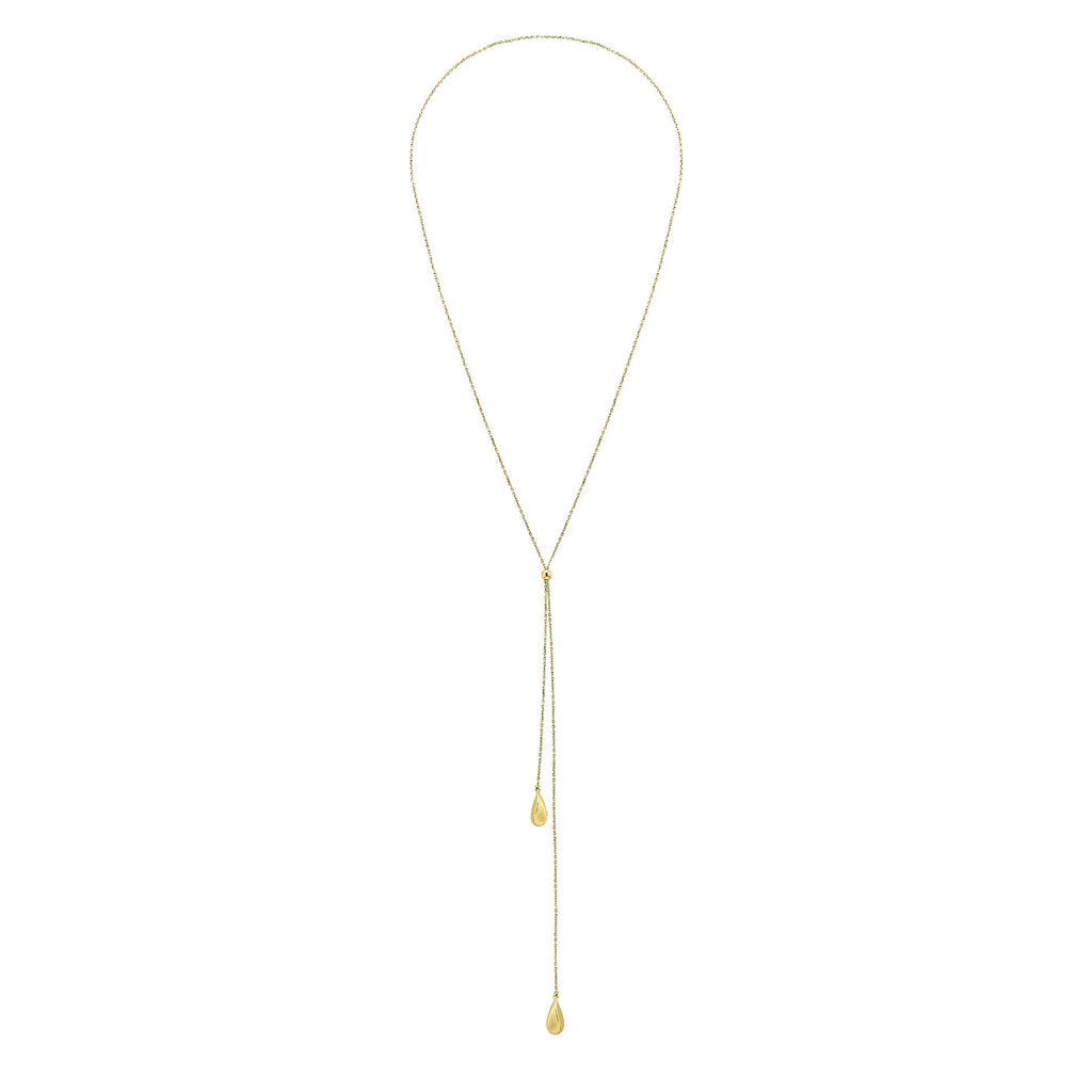 Gecko Jewellery 9ct Yellow Gold Organic Teardrop Lariat Necklace