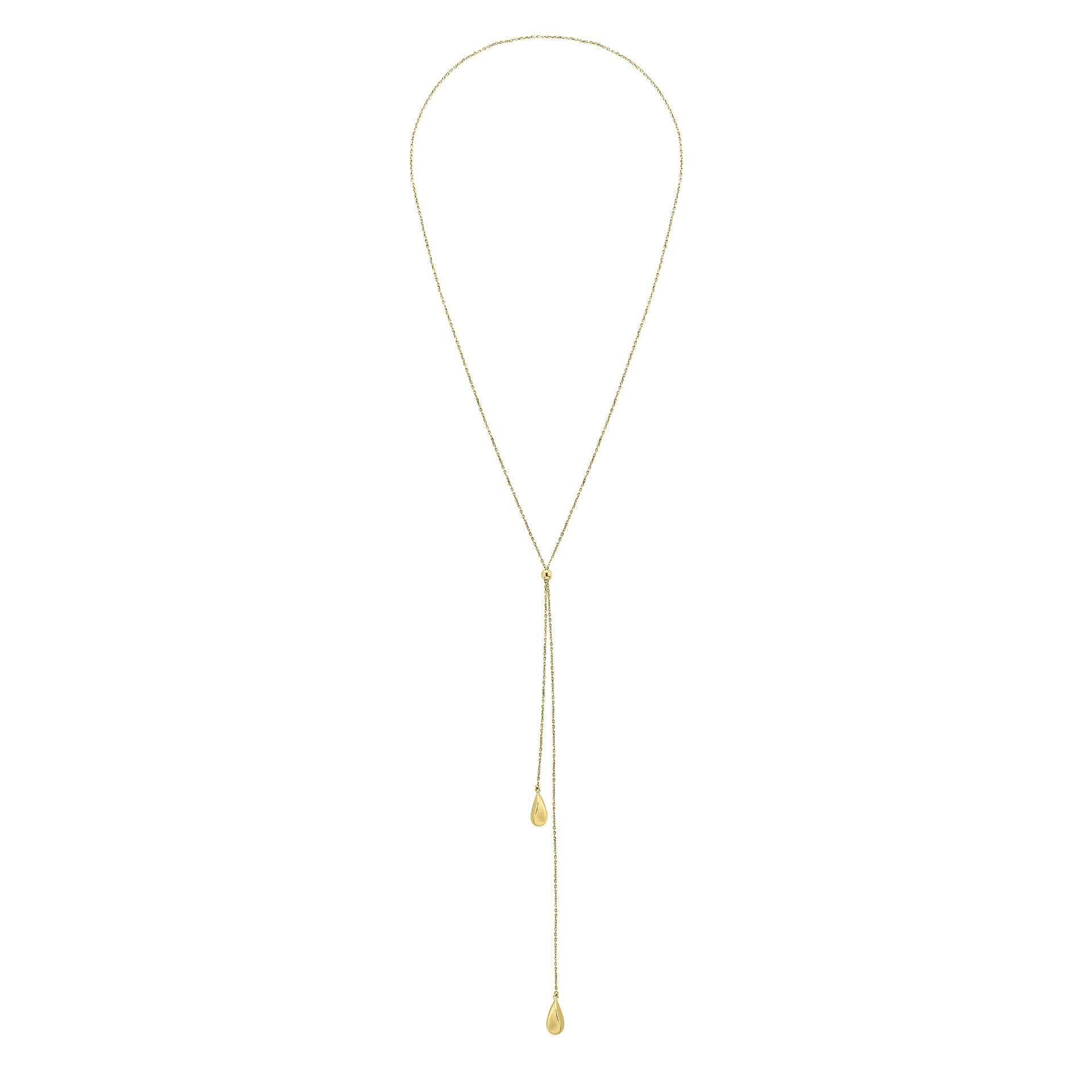 Gecko Jewellery 9ct Yellow Gold Organic Teardrop Lariat Necklace