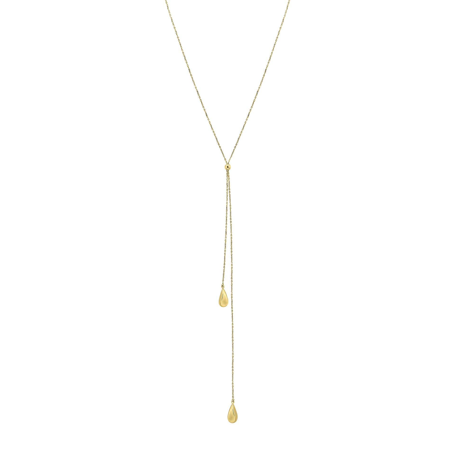 Gecko Jewellery 9ct Yellow Gold Organic Teardrop Lariat Necklace