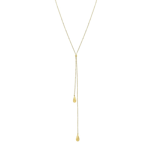 Gecko Jewellery 9ct Yellow Gold Organic Teardrop Lariat Necklace