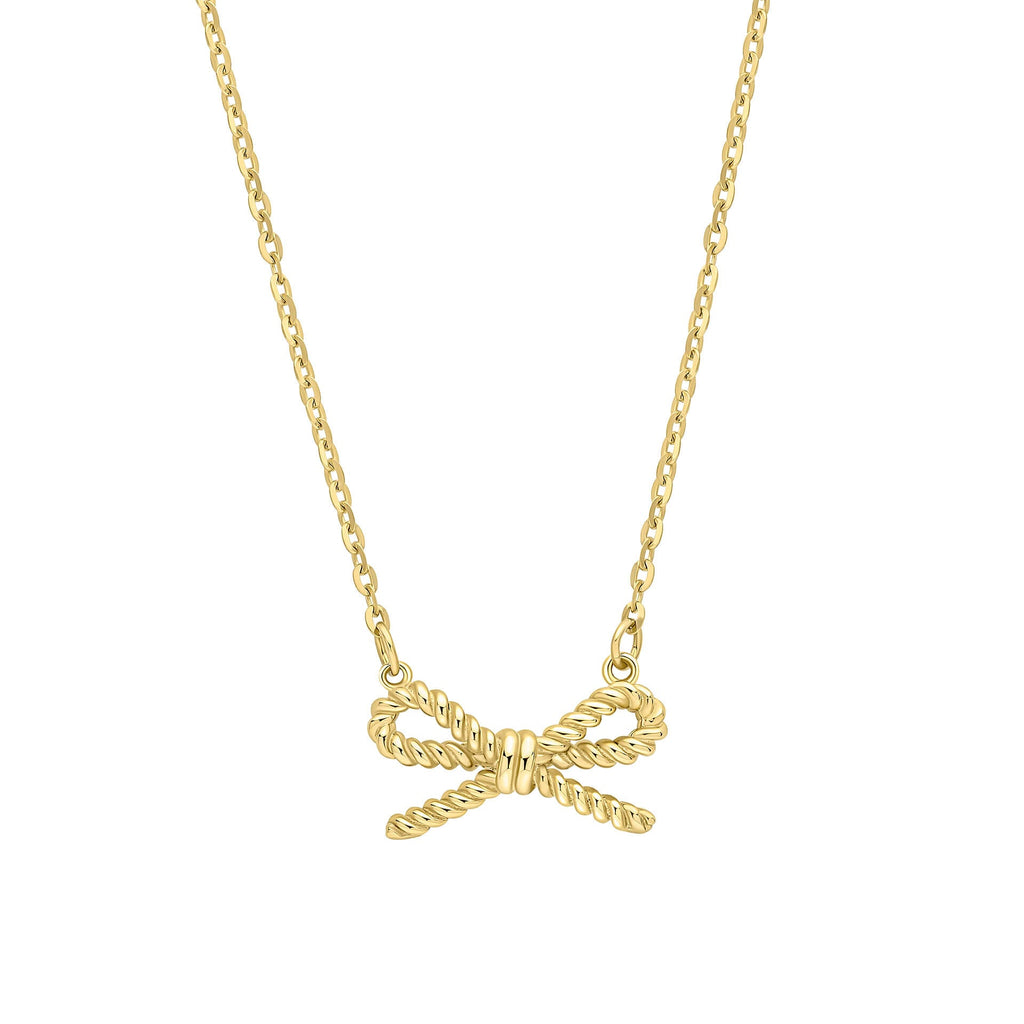 Gecko Jewellery 9ct Yellow Gold Rope Bow Necklace – Twisted Design