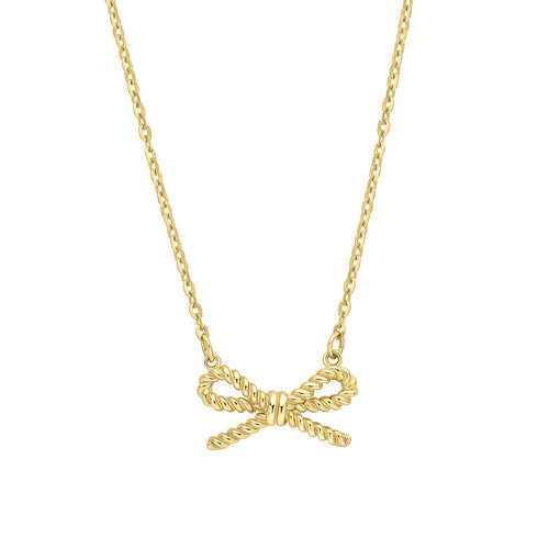 Gecko Jewellery 9ct Yellow Gold Rope Bow Necklace – Twisted Design