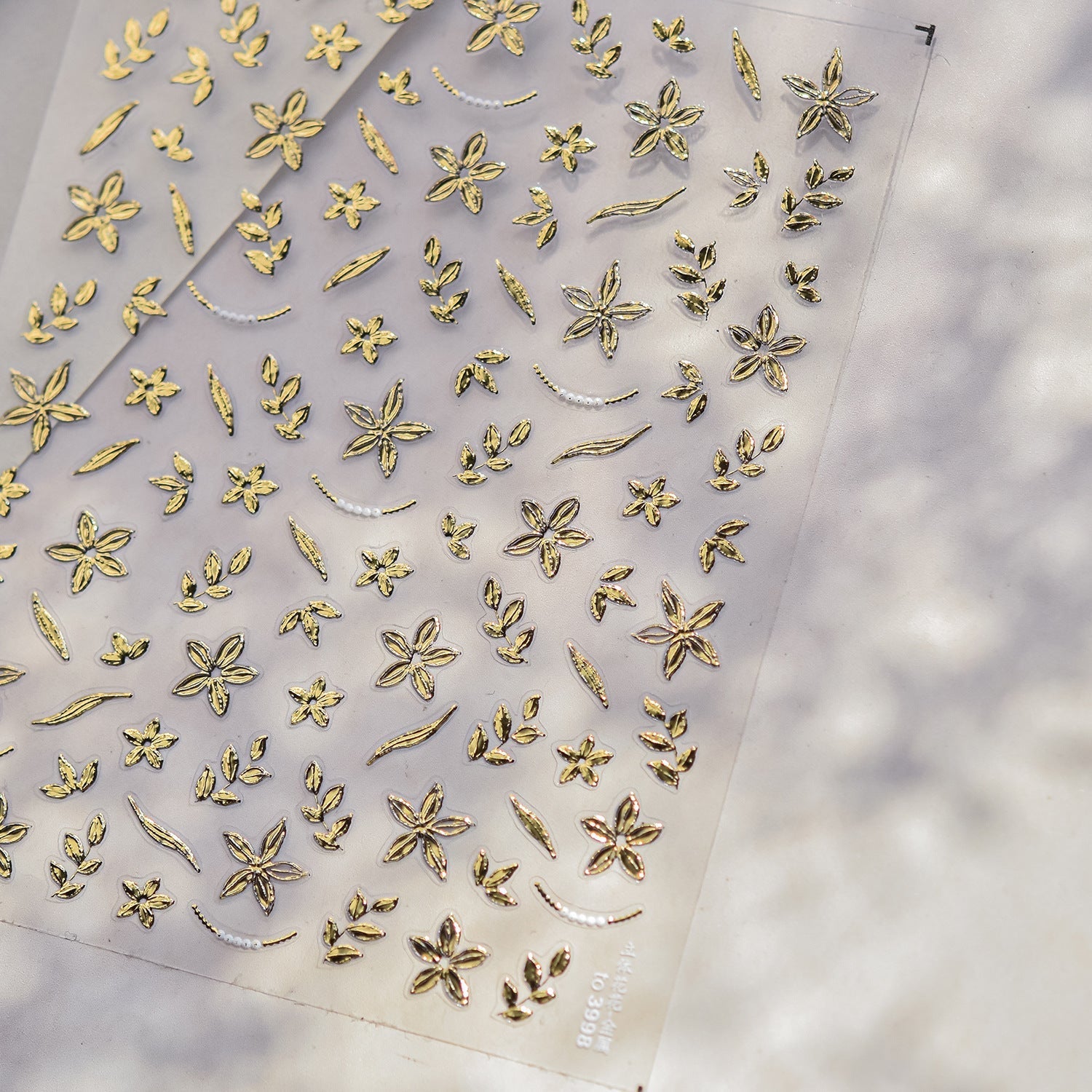 LuLuFun Studio Gold Blossom Nail Deco Stickers - Floral Nail Art Decals