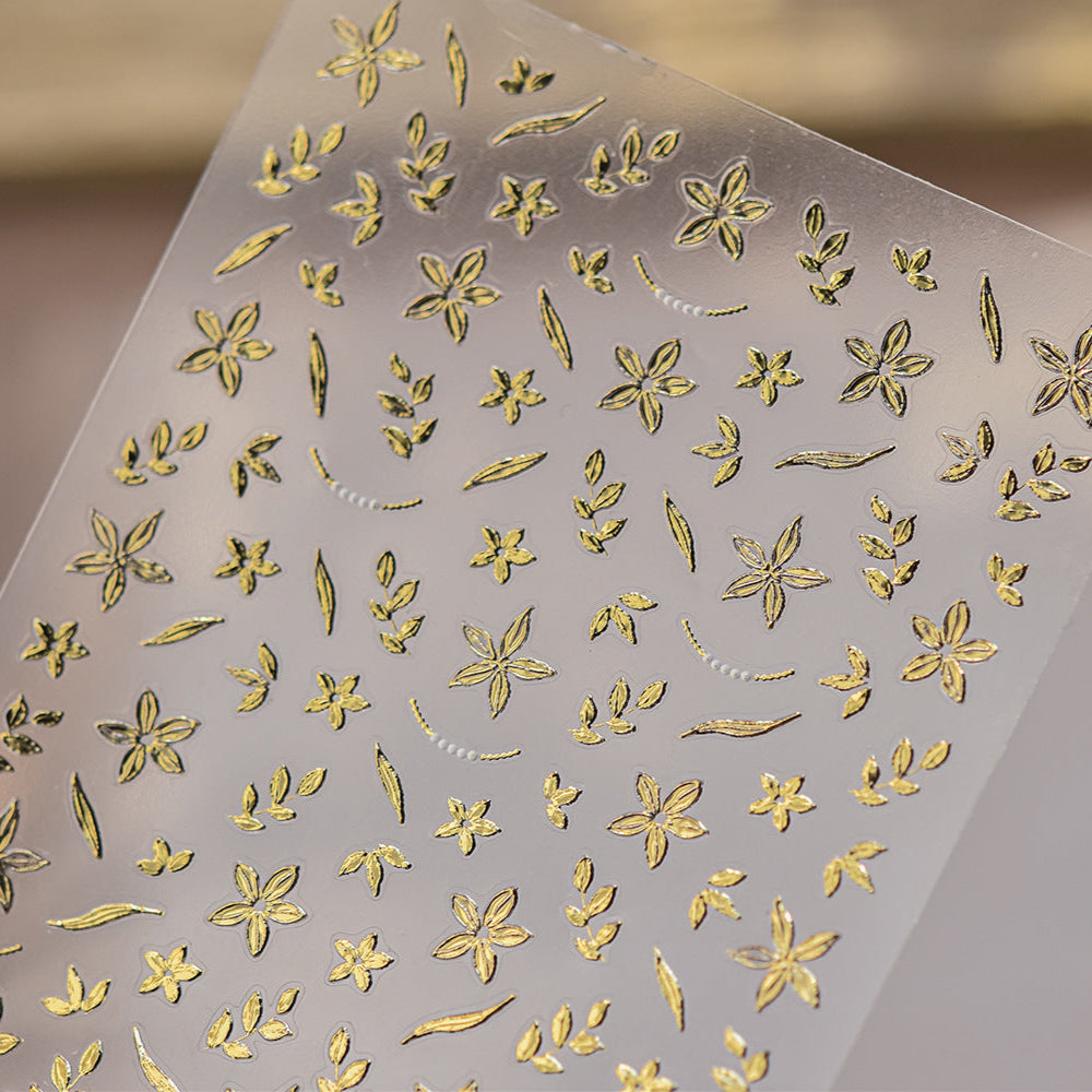 LuLuFun Studio Gold Blossom Nail Deco Stickers - Floral Nail Art Decals