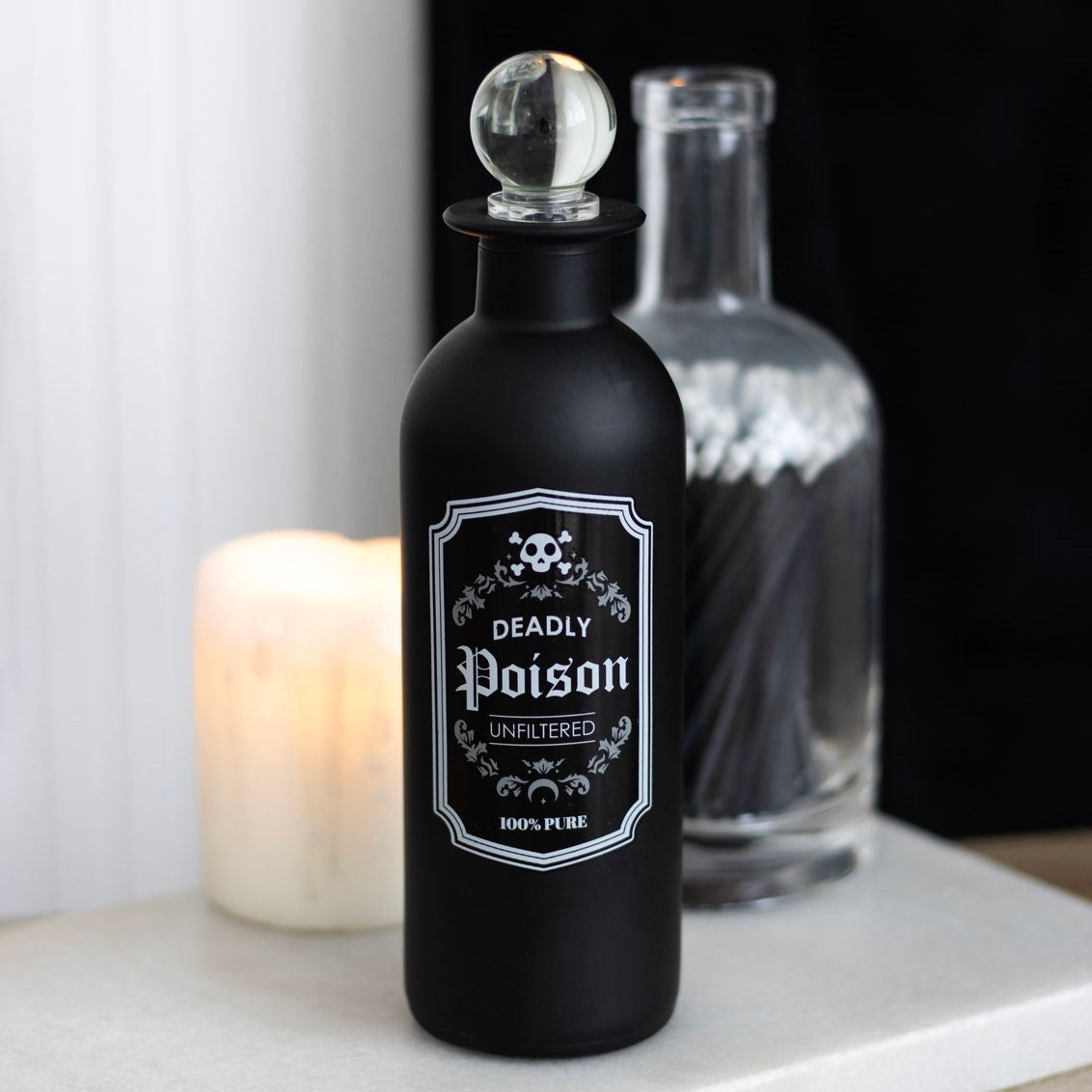 Gothic Gifts Deadly Poison Frosted Glass Potion Bottle with Stopper