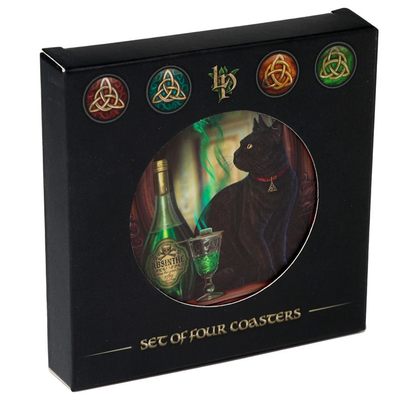 Lisa Parker Magic Cats Cork Coasters | Set of 4 Gothic Home Decor