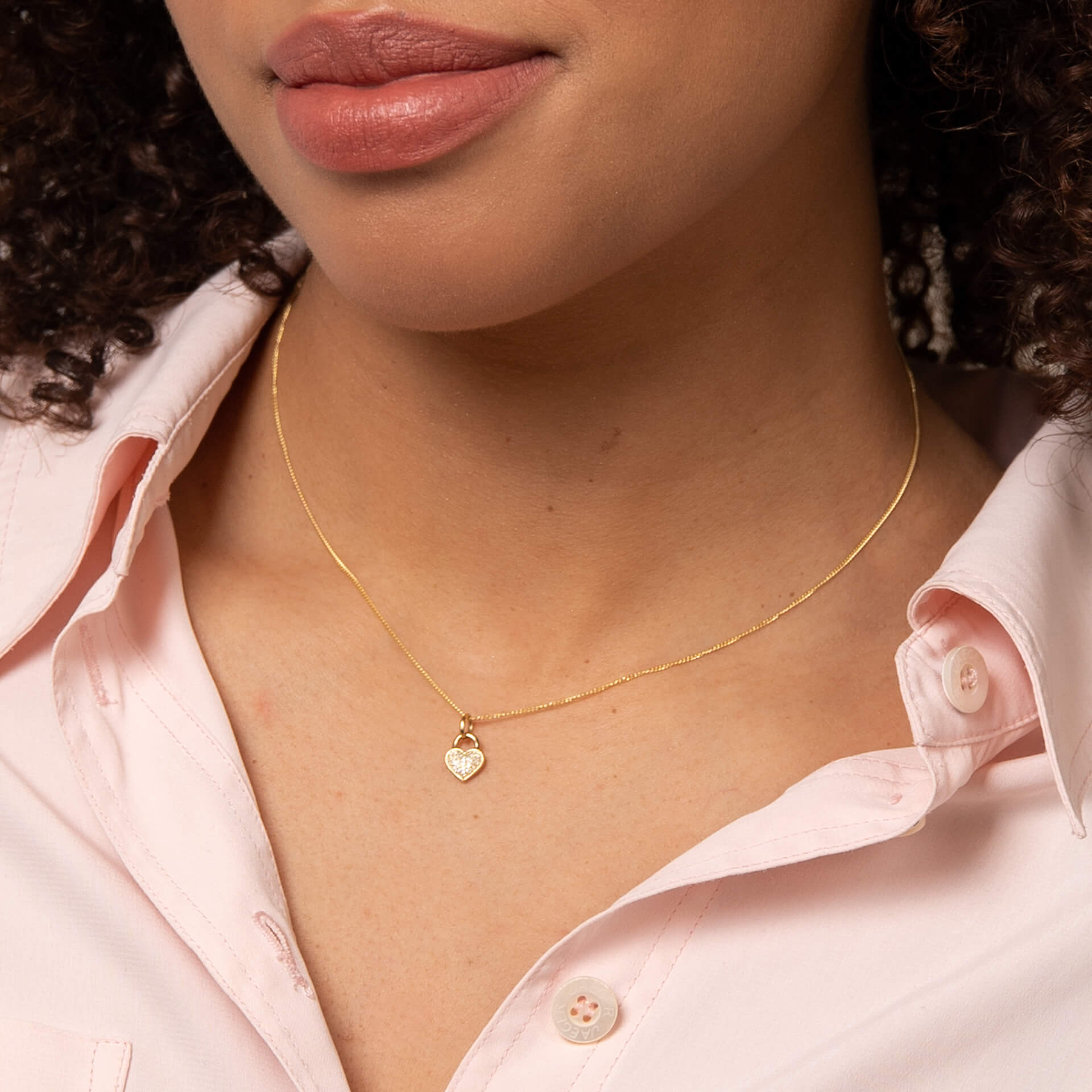 Gecko Jewellery Heart Padlock Pendant | Pave Diamond 9ct Yellow Gold