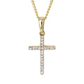 Gecko Jewellery 9ct Yellow Gold Pave Diamond Cross Pendant Necklace