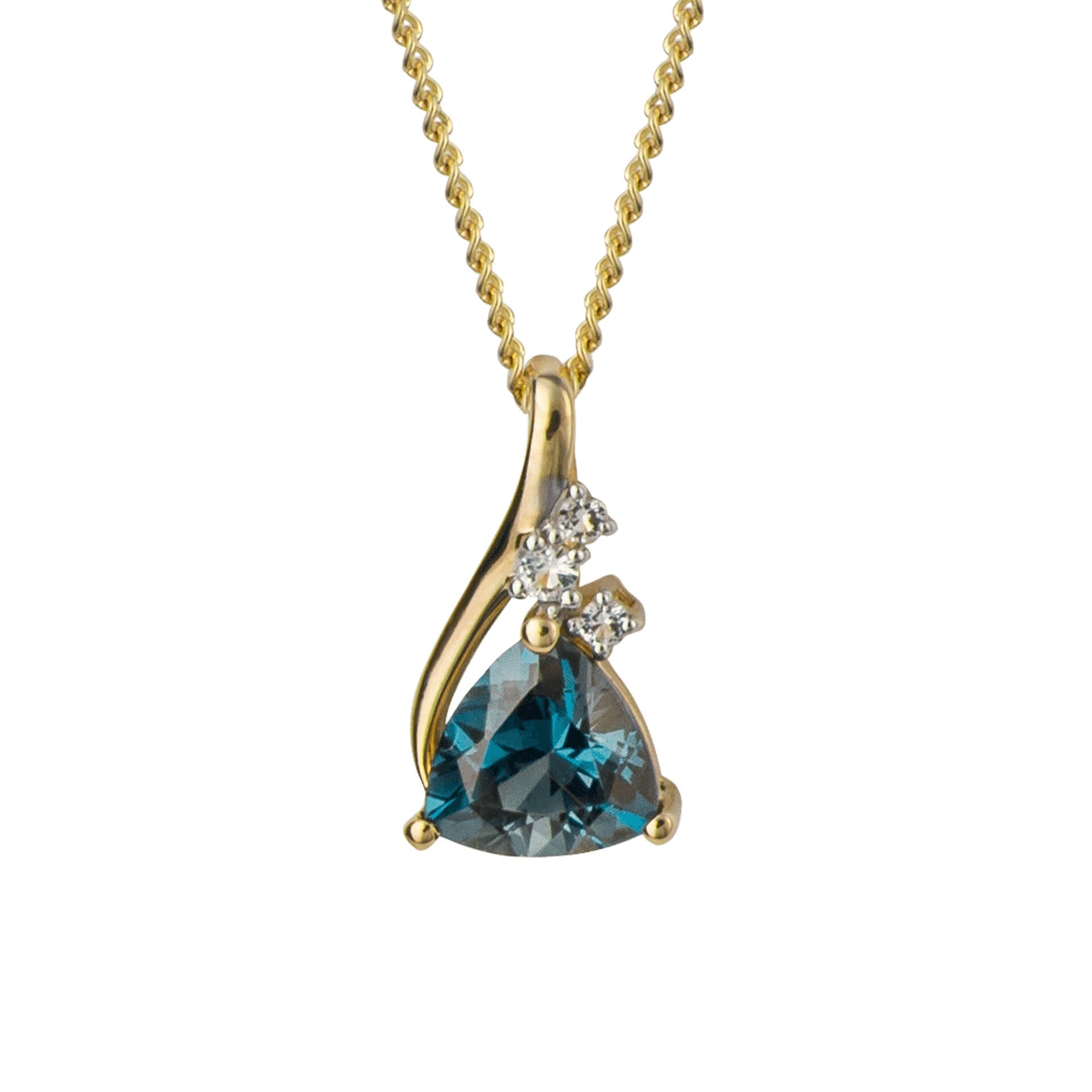 Gecko Jewellery Trillion Cut Semi-Precious Pendant in 9ct Gold