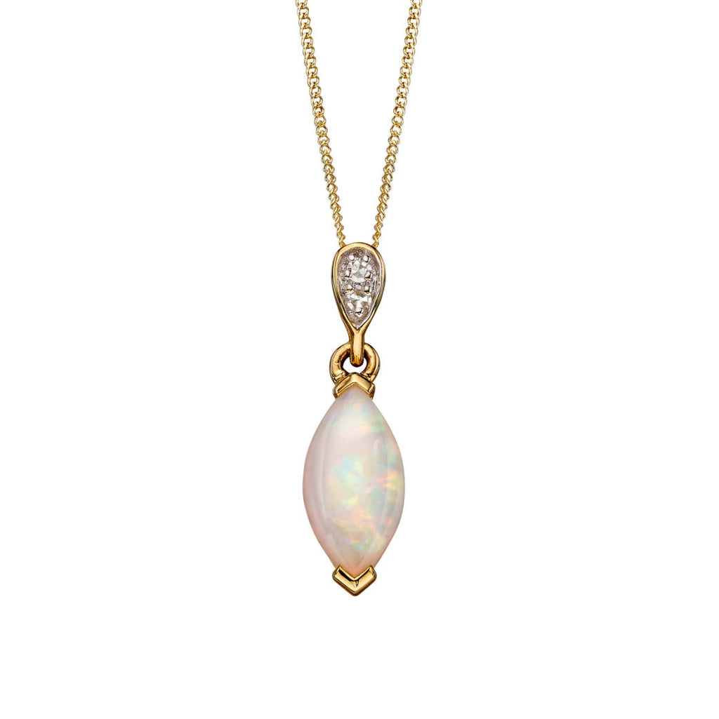 Gecko Jewellery Opal Drop Pendant with Diamond Bale in 9ct Gold
