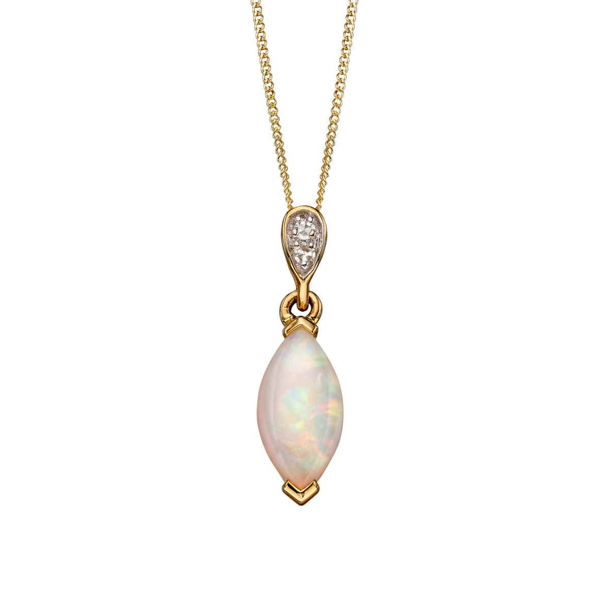 Gecko Jewellery Opal Drop Pendant with Diamond Bale in 9ct Gold