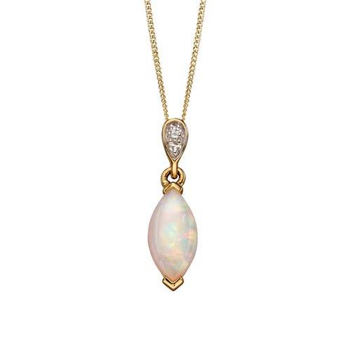 Gecko Jewellery Opal Drop Pendant with Diamond Bale in 9ct Gold