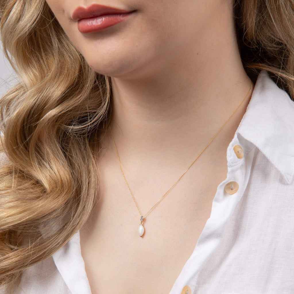 Gecko Jewellery Opal Drop Pendant with Diamond Bale in 9ct Gold