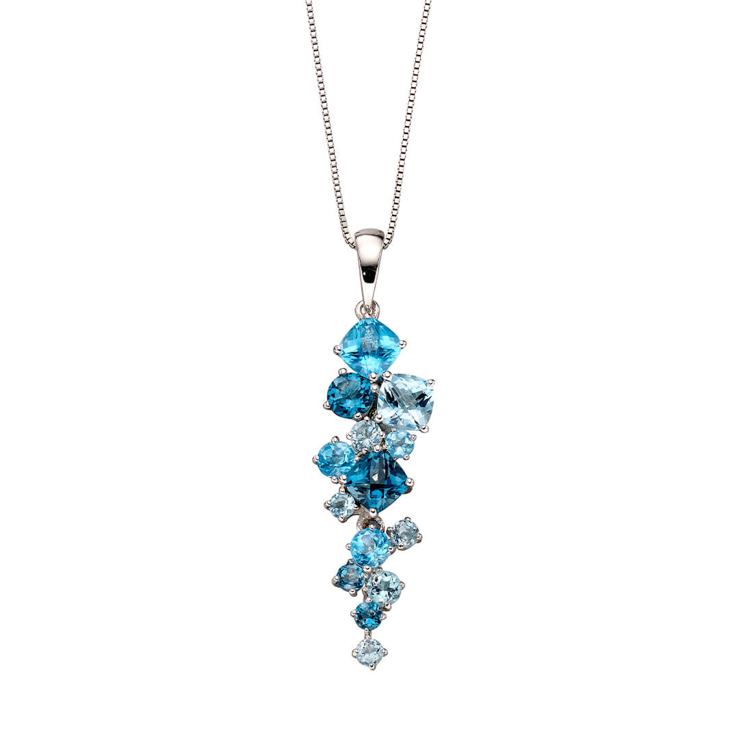 Gecko Jewellery Blue Topaz Scatter Pendant in 9ct Gold – Irregular Style
