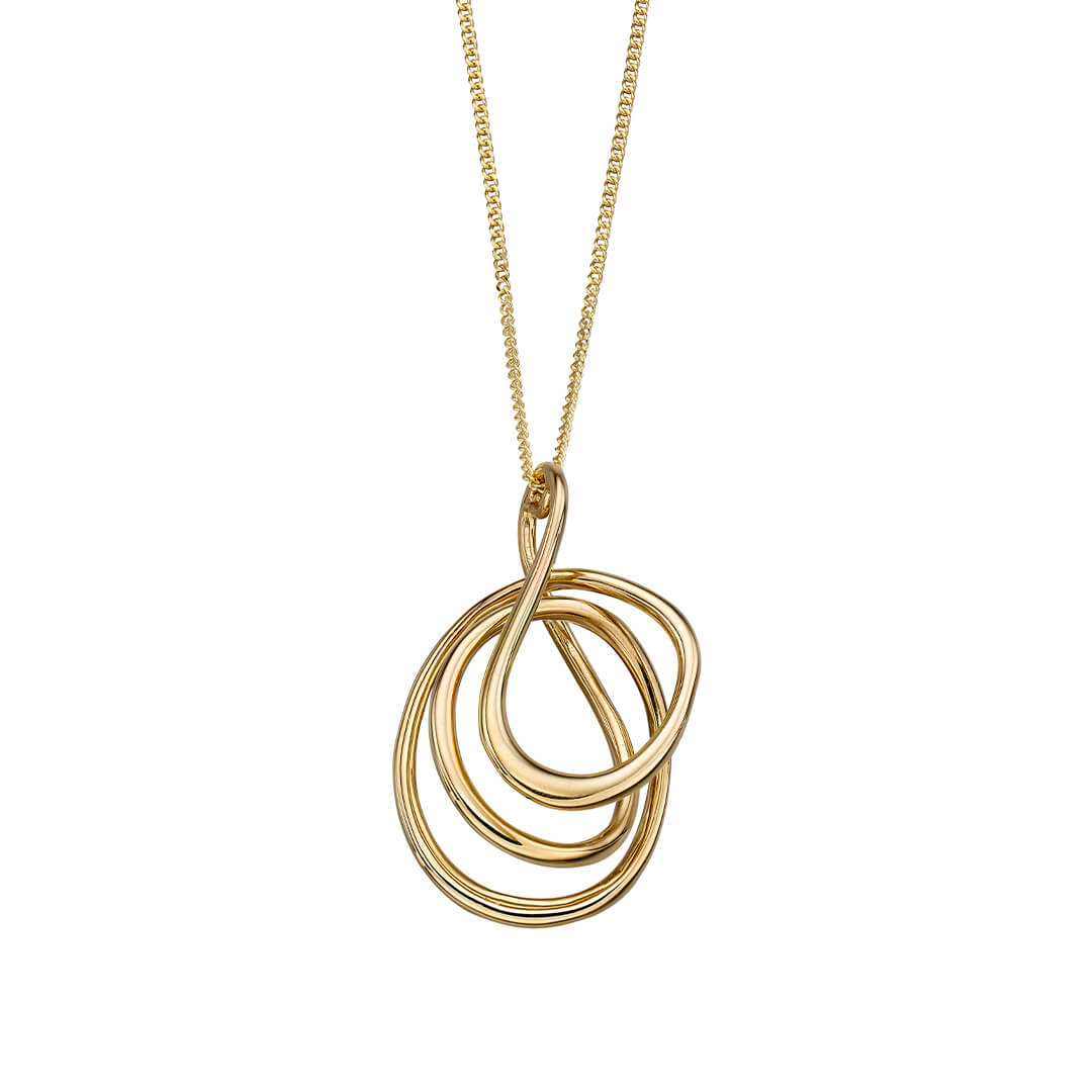 Gecko Jewellery 9ct Gold Wire Wrap Pendant – Modern Polished Design