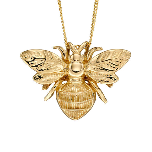 Gecko Jewellery Retail 9ct Gold Detailed Bee Pendant Necklace Charm