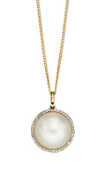 Gecko Jewellery Mabe Pearl and Diamond Pendant in 9ct Yellow Gold