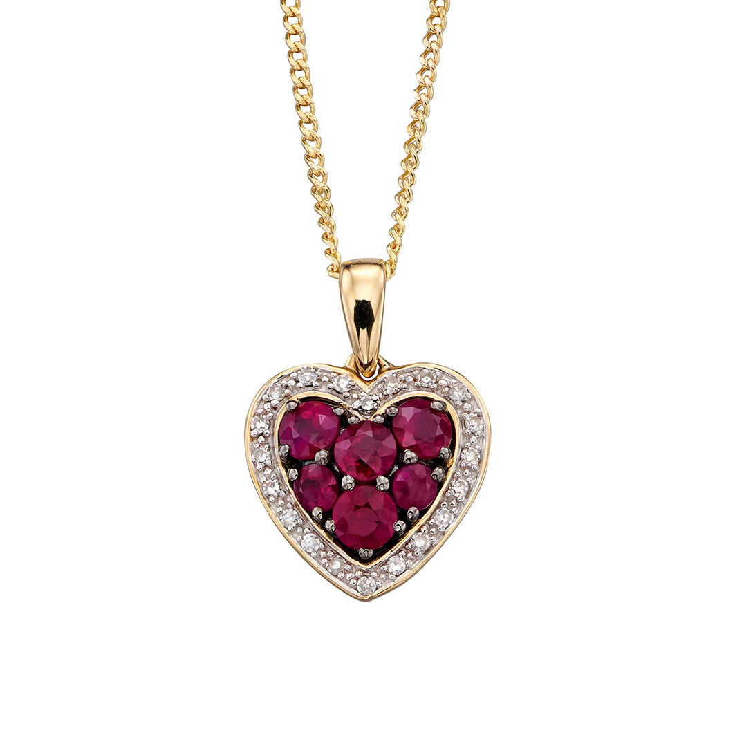 Gecko Jewellery 9ct Gold Heart Pendant with Precious Stones and Diamonds