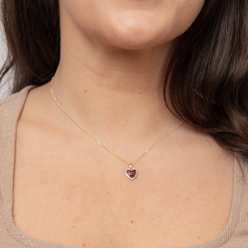 Gecko Jewellery 9ct Gold Heart Pendant with Precious Stones and Diamonds