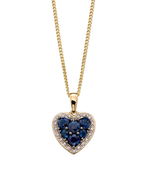 Gecko Jewellery 9ct Gold Heart Pendant with Precious Stones and Diamonds