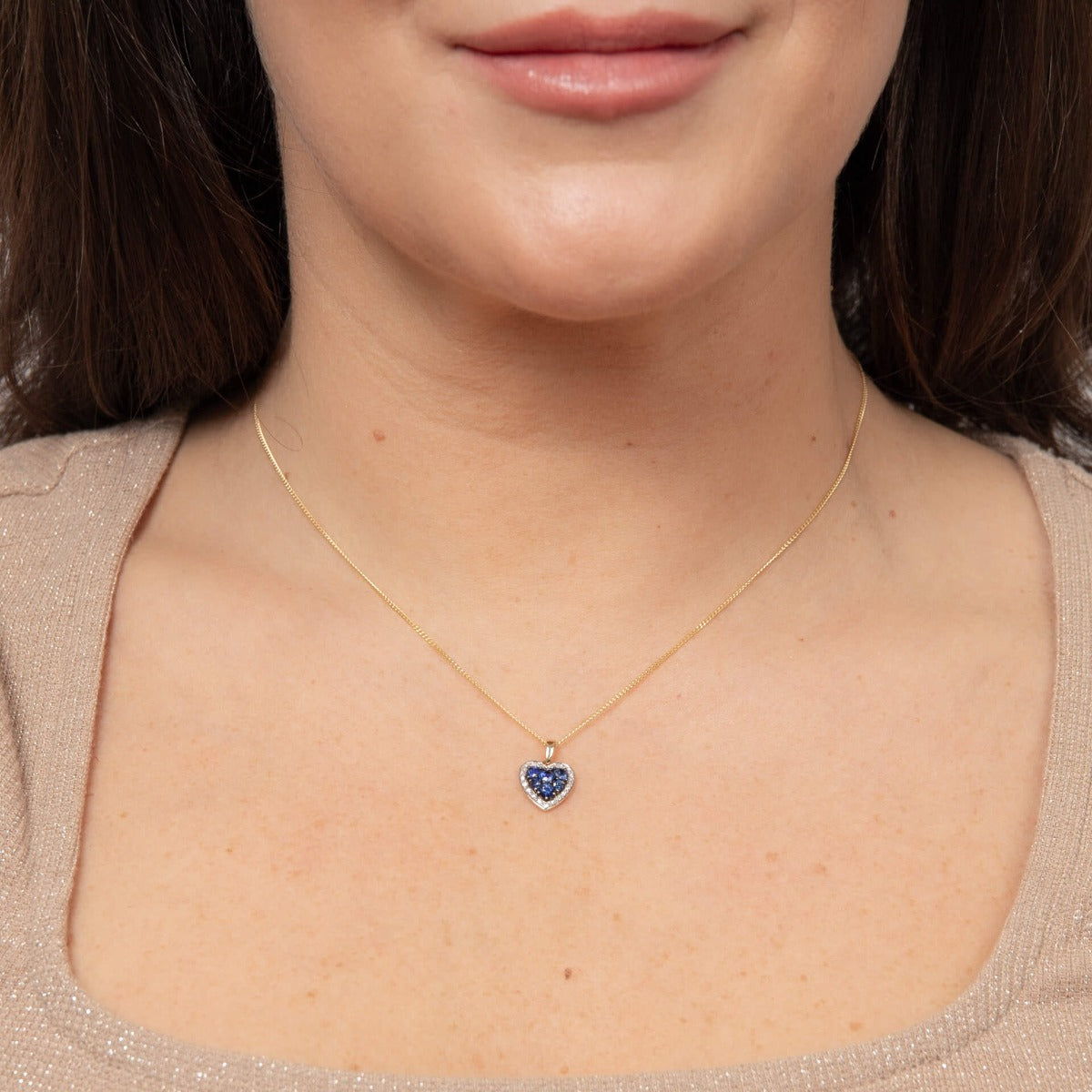 Gecko Jewellery 9ct Gold Heart Pendant with Precious Stones and Diamonds