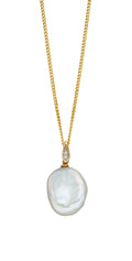 Gecko Jewellery Keshi Pearl Pendant with Pave Diamonds in 9ct Gold